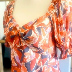 Nine West twist front puff sleeve top.